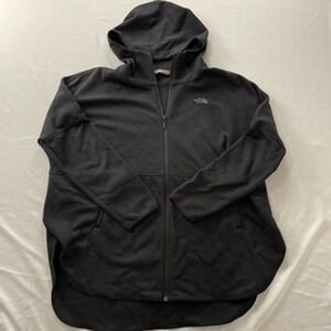 The North Face Womens Black Full Zip Drop Tail Hoodie Oversized Large